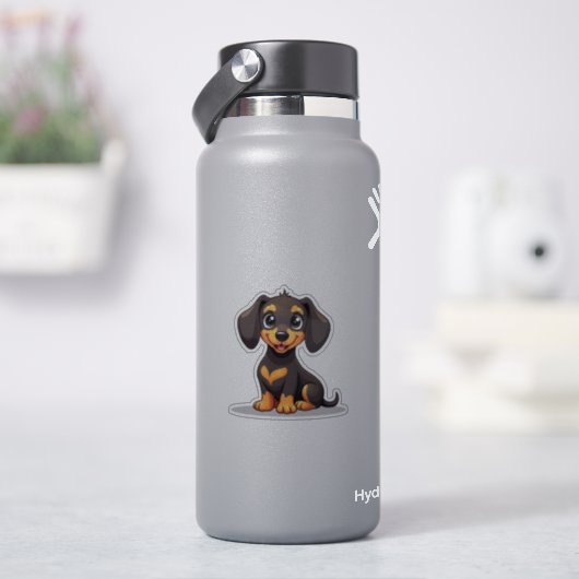 Schattige Dachshund Puppy – Pastel Sticker (HydroFlask)