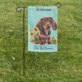 Schattige Dachshund Puppy Tuinvlag