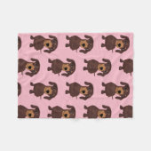 Schattige Dachshund Roze Fleece Deken (Voorkant (Horizontaal))
