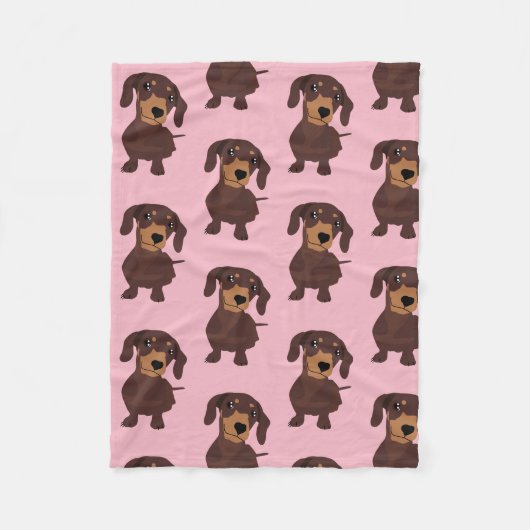 Schattige Dachshund Roze Fleece Deken (Voorkant)