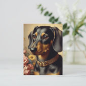 Schattige  Dachshund Schilderen Briefkaart (Staand voorkant)
