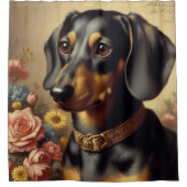 Schattige Dachshund Schilderen Douchegordijn (Voorkant)