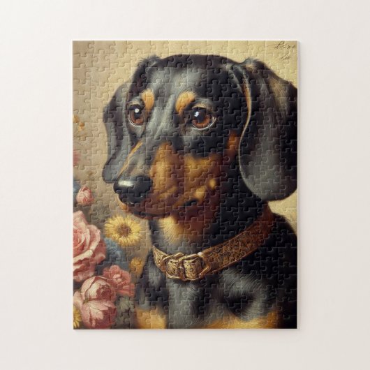 Schattige  Dachshund Schilderen Legpuzzel (Verticaal)