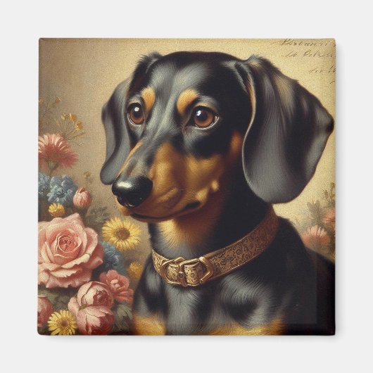 Schattige Dachshund Schilderen Magneet (Voorkant)