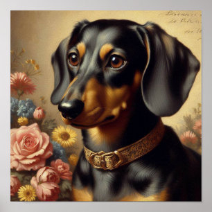 Schattige  Dachshund Schilderen Poster