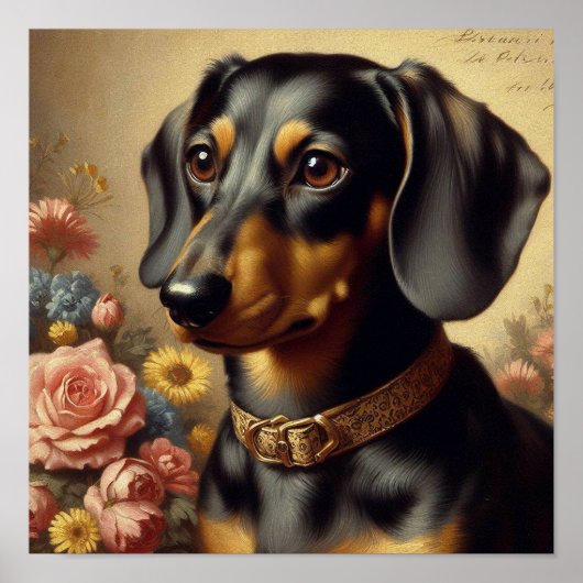 Schattige  Dachshund Schilderen Poster (Voorkant)