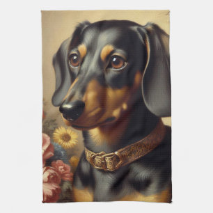 Schattige  Dachshund Schilderen Theedoek