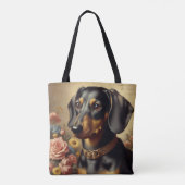 Schattige  Dachshund Schilderen Tote Bag (Achterkant)