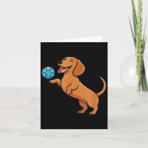 Schattige Dachshund Speelt Voetbal Bal Gelukkige P Kaart