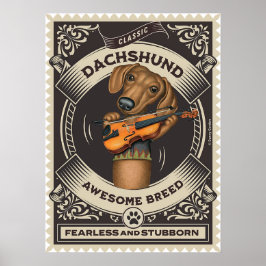 Schattige Dachshund spelen Viool Poster