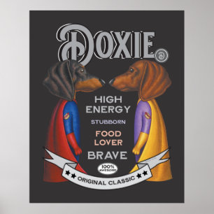 Schattige Dachshund Superhero Team Poster