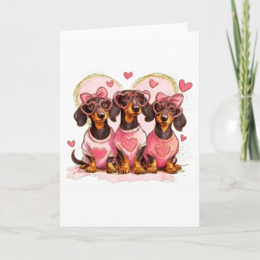 Schattige Dachshund Valentijnshart Hond Liefhebber Kaart (Voorkant)