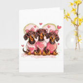 Schattige Dachshund Valentijnshart Hond Liefhebber Kaart (Gele Bloem)