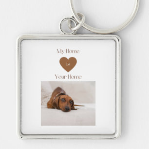 Schattige Dachshund Welkomst Hond Liefhebber Thuis Sleutelhanger