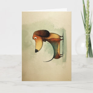 Schattige Dachshund – Whimsicale Hondenillustratie Kaart