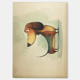 Schattige Dachshund – Whimsicale Hondenillustratie Magneet