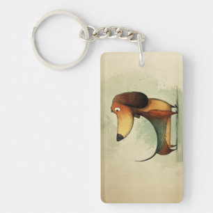 Schattige Dachshund – Whimsicale Hondenillustratie Sleutelhanger