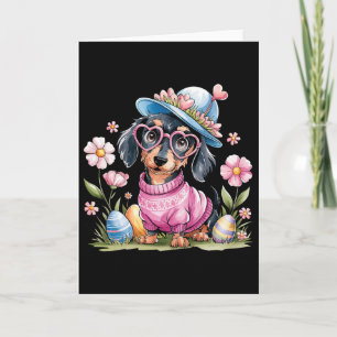 Schattige Dachshund Wienerse Honden Bloem Eieren P Kaart