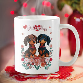 Schattige Dachshunds Doxie Liefdes Hartjes Valenti Koffiemok