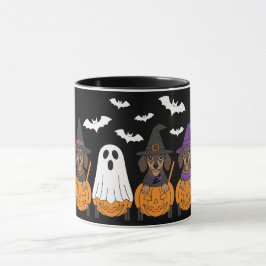 Schattige Dachshunds Halloween Feest Mok