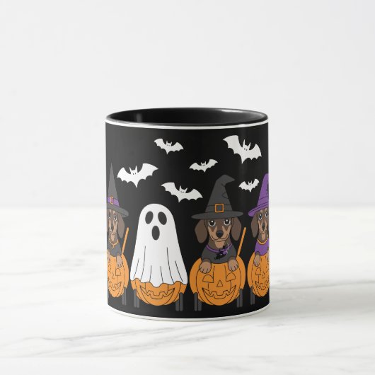 Schattige Dachshunds Halloween Feest Mok (Midden)