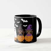 Schattige Dachshunds Halloween Feest Mok (Voorkant rechts)