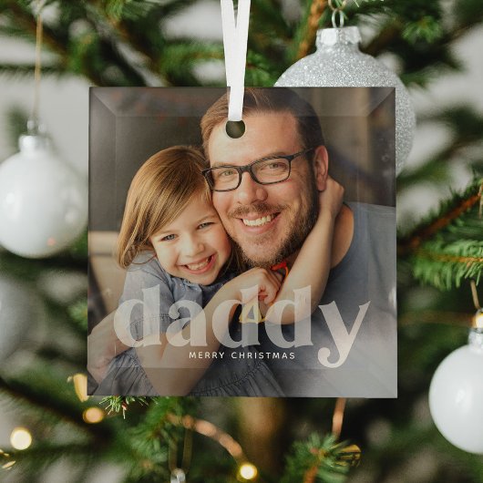 Schattige Daddy-overlay-typografie-foto  Glas Ornament