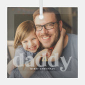 Schattige Daddy-overlay-typografie-foto  Glas Ornament (Voorkant)