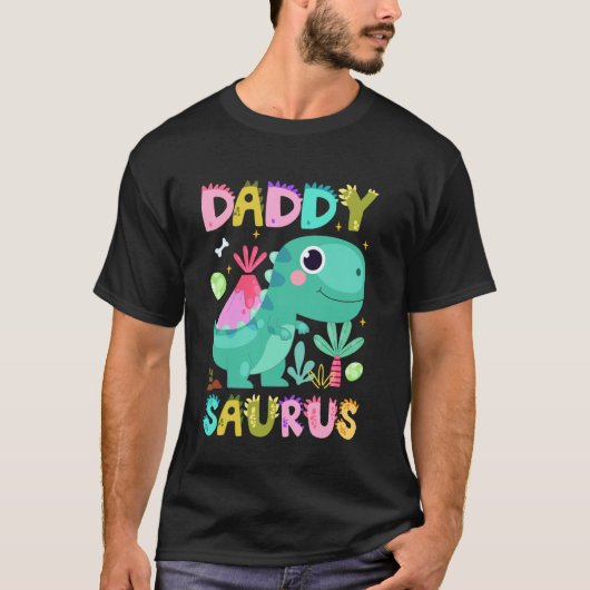 Schattige Daddy Saurus Papa Dinosaurus Verjaardag T-shirt (Voorkant)