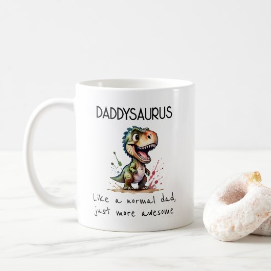 Schattige Daddysaurus Vaderdag Koffiemok (Met donut)