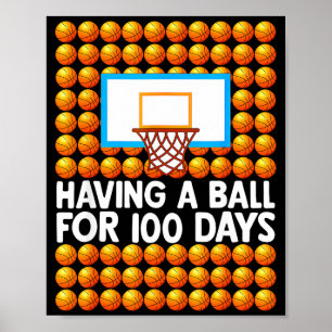 Schattige dag school basketbal 100ste schooldagen poster