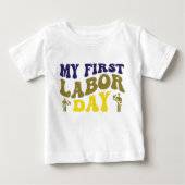 Schattige Dag van de Arbeid Baby T-shirts: Vier (Voorkant)