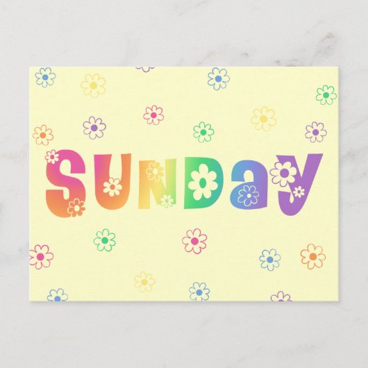 Schattige Dag Van De Week Zondag Briefkaart (Voorkant)