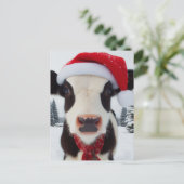 Schattige Dairy Koe in een Santa Hat Briefkaart (Staand voorkant)