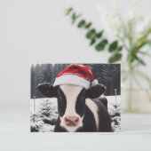 Schattige Dairy Koe in een Santa Hat Briefkaart (Staand voorkant)