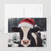Schattige Dairy Koe in een Santa Hat Briefkaart (Voorkant / Achterkant)