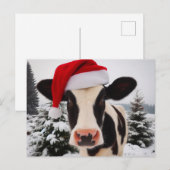 Schattige Dairy Koe in een Santa Hat Briefkaart (Voorkant / Achterkant)
