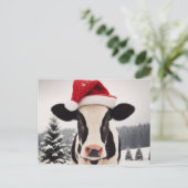 Schattige Dairy Koe in een Santa Hat Briefkaart (Staand voorkant)