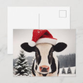 Schattige Dairy Koe in een Santa Hat Briefkaart (Voorkant / Achterkant)