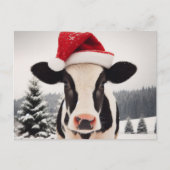 Schattige Dairy Koe in een Santa Hat Briefkaart (Voorkant)