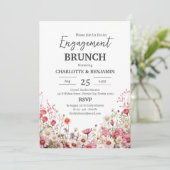Schattige Daisy Bloemen Verloving Brunch Party Kaart (Staand voorkant)