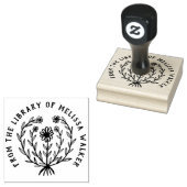 Schattige Daisy Bloemige AANPAS UW TEKST Ex Libris Rubberstempel (Gestempeld)