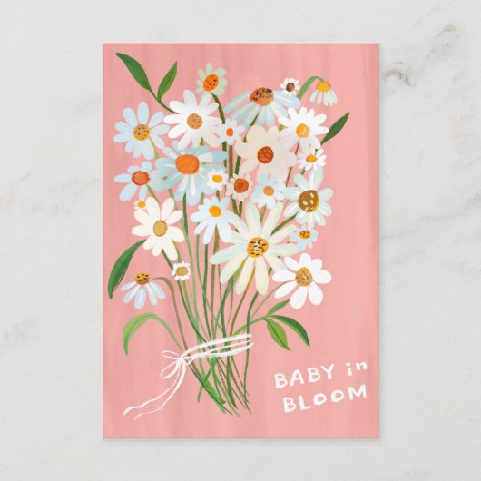 Schattige Daisy Boeket Handbeschilderd Custom Baby Informatiekaartje (Voorkant)