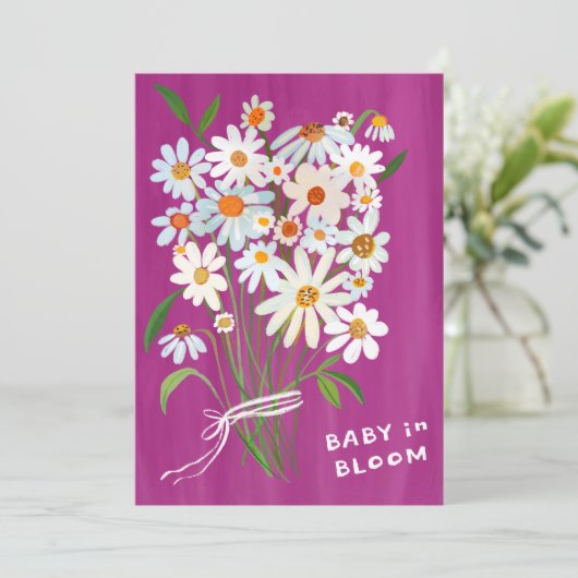 Schattige Daisy Boeket Handbeschilderd Custom Baby Kaart (Staand voorkant)