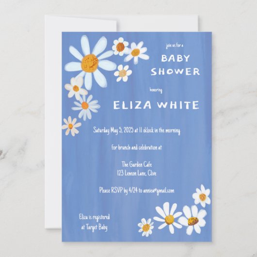 Schattige Daisy Boeket Handbeschilderd Custom Baby Kaart (Achterkant)