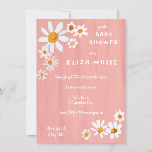 Schattige Daisy Boeket Handbeschilderd Custom Baby Kaart (Achterkant)