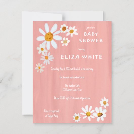 Schattige Daisy Boeket Handbeschilderd Custom Baby Kaart (Achterkant)