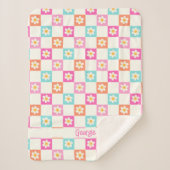 Schattige Daisy Chequerboard Eenvoudig Kleurrijk Sherpa Deken (Voorkant)