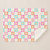 Schattige Daisy Chequerboard Eenvoudig Kleurrijk Sherpa Deken (Voorkant (horizontaal))