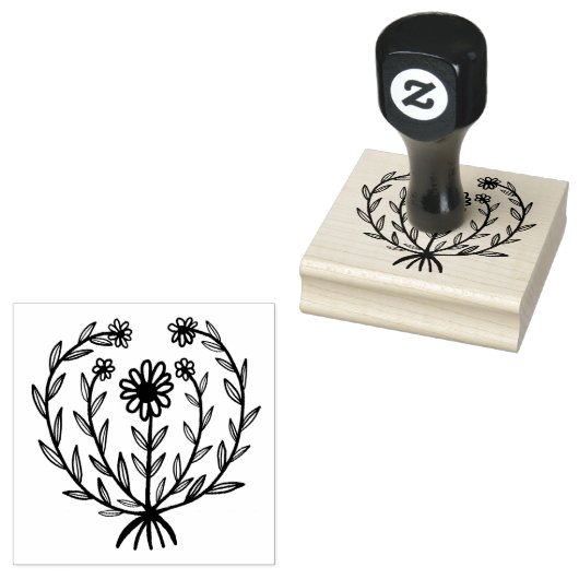 Schattige Daisy Floral CUSTOM Uw eigen tekst toevo Rubberstempel (Gestempeld)